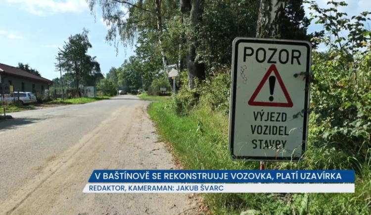 Komunikace III. třídy vedoucí přes Baštínov je uzavřena