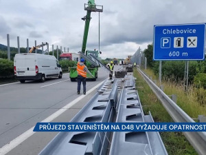 Průjezd staveništěm na D48 vyžaduje opatrnost