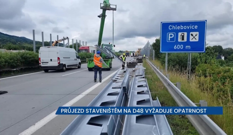 Průjezd staveništěm na D48 vyžaduje opatrnost