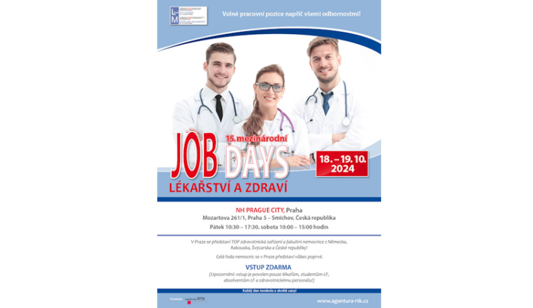 Patnáctý Mezinárodní Job Days lékařství a zdraví v Praze ve dnech 18.-19.10.2024