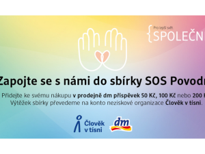 V prodejnách dm mohou zákazníci podpořit sbírku SOS Povodně Česká republika neziskové organizace Člověk v tísni