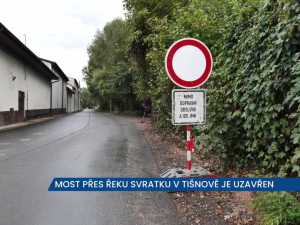Most přes řeku Svratku v Tišnově je v rekonstrukci, uzavírka bude trvat do prosince