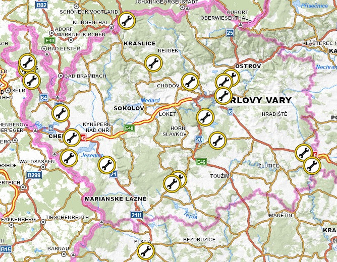 Mapa zásahů, která ovšem zdaleka není konečná
