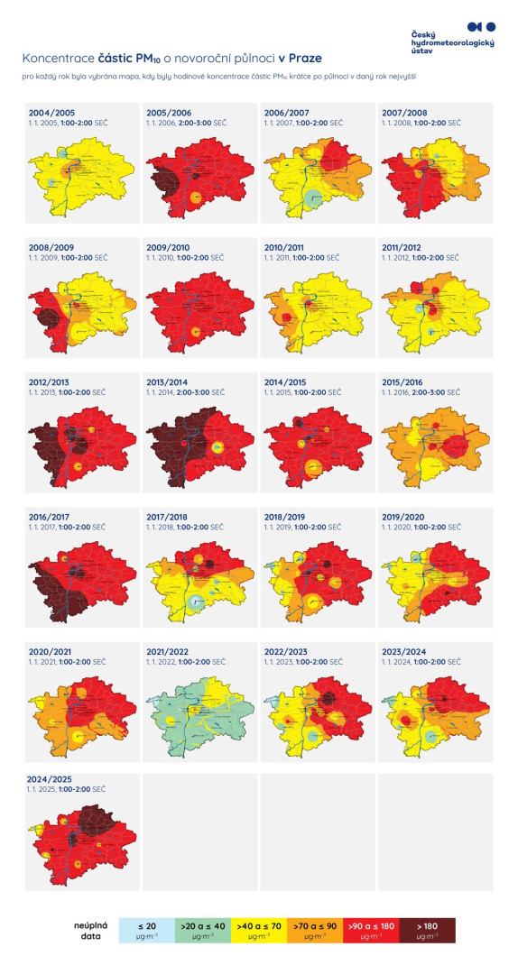 Odpalování pyrotechniky na Silvestra výrazně snížilo kvalitu vzduchu. Praha na tom byla nejhůř z celé republiky