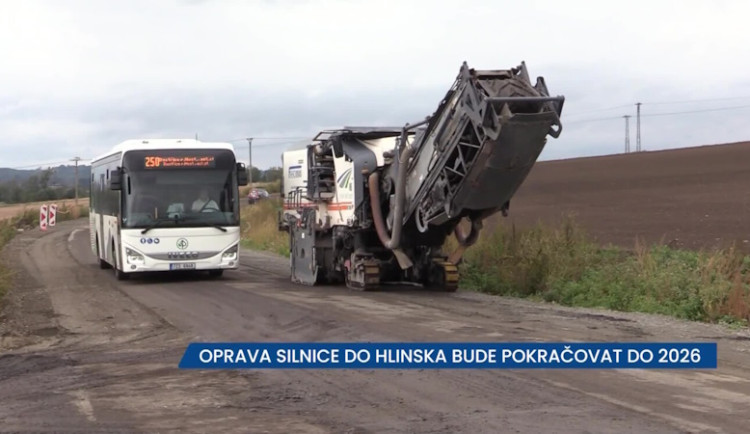 Oprava silnice z Bystřice pod Hostýnem do Hlinska bude pokračovat do roku 2026