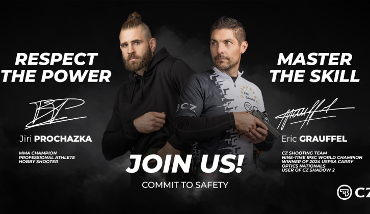Hvězda UFC Jiří Procházka a sportovní střelec Eric Grauffel tvářemi nové kampaně České zbrojovky pro zodpovědnou a bezpečnou manipulaci se zbraní