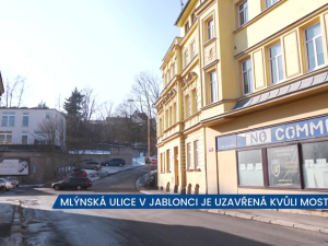 Mlýnská ulice v Jablonci nad Nisou je uzavřena kvůli rekonstrukci mostu