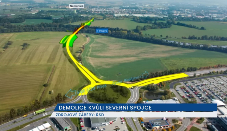 Na trase budoucí severní spojky v Českých Budějovicích probíhá demolice domů a firemních objektů
