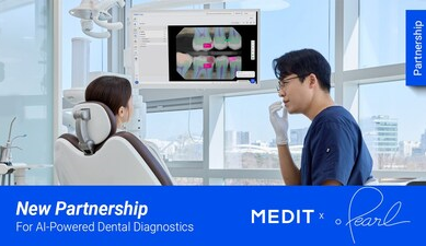 Pearl spolupracuje se společností Medit na vylepšení diagnostiky zubů pomocí AI v rámci intraorálního skenování a softwarové platformy Medit Link