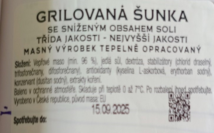 Státní veterinární správa stahuje z trhu šunku kvůli přítomnosti listerií