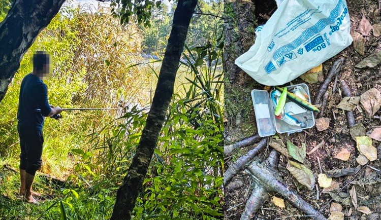 Další cizinec pytlačil s prutem na břehu vyhlášeného chovného rybníka