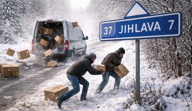 Z dodávky kurýra vypadaly na dálničním přivaděči balíky. Lidi je rozkradli