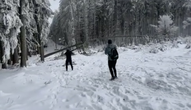 Na Kleti spadl strom na lanovku, těsně minul dva turisty
