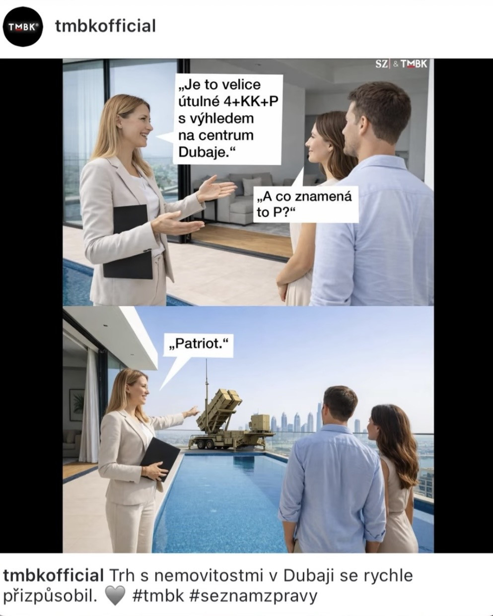 Z makléře prodávajícího byty v Dubaji si lidé dělají legraci, vznikají koláže