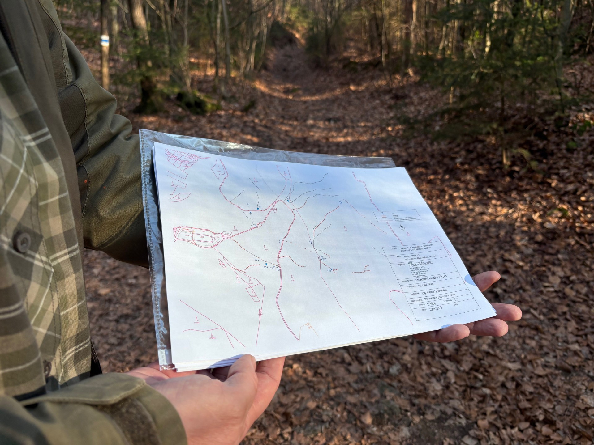 Mapa a zakreslení jednotlivých opatření, chystaných pro oblast kolem Lesního koupaliště.