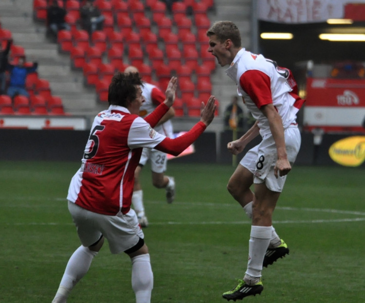 Petr Janda dal první branku - Milan Nitranský, Foto: Jan Škrle