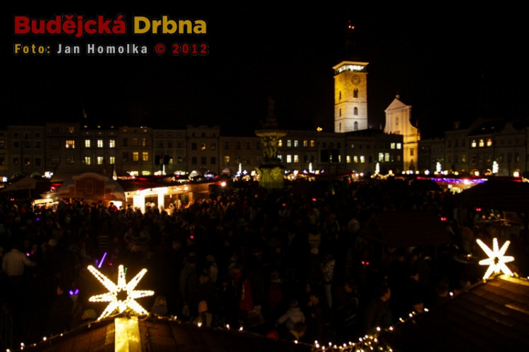 Přílet anděla na budějckém náměstí