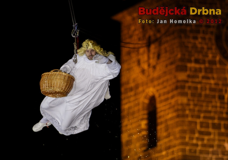 Přílet anděla na českobudějovické náměstí Přemysla Otakara II.