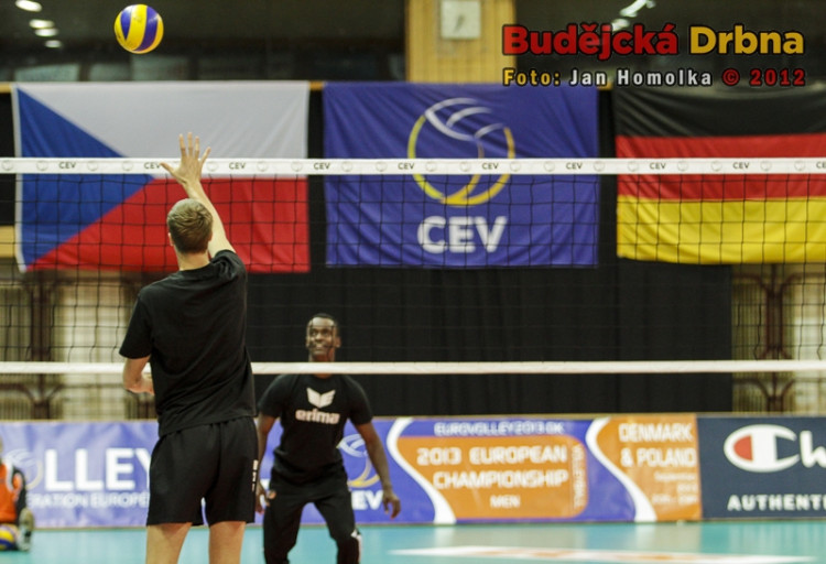 Trénink berlínských volejbalistů před zápasem s Jihostrojem