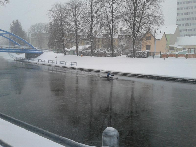 Malše u Modrého mostu (17.1.2013). Foto Martin Mandelíčková