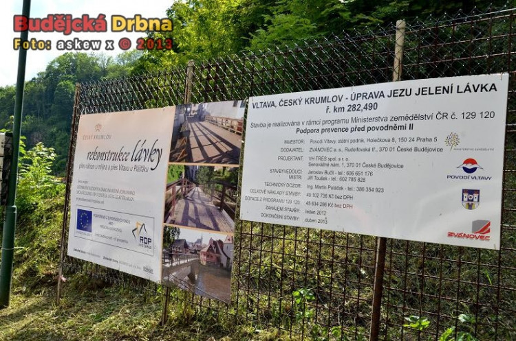 Rekonstrukce jezu Jelení lávka v Českém Krumlově - květen 2013
