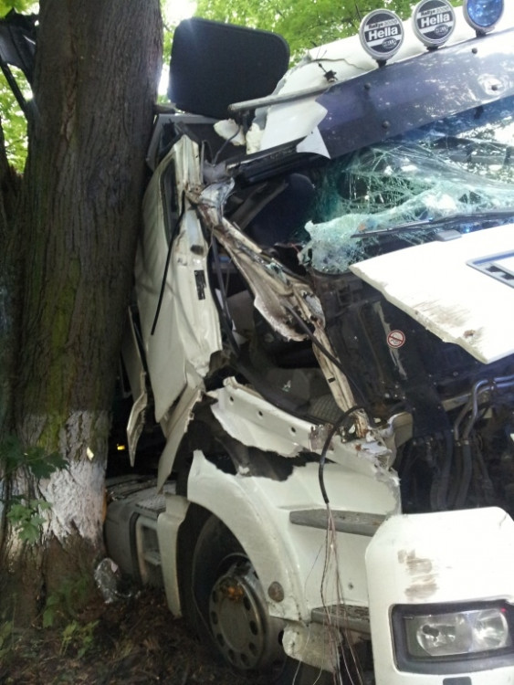 Nehoda polského kamionu u Grabštejnu