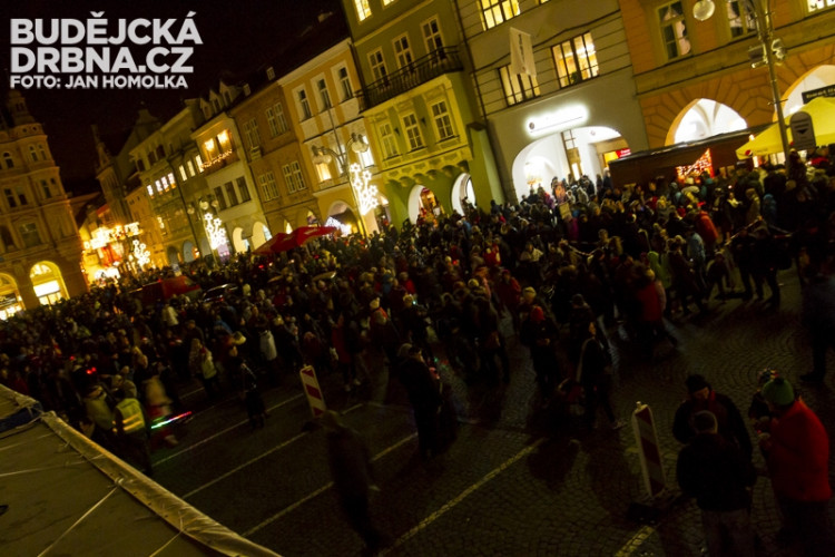 Přílet anděla na českobudějovické náměstí Přemysla Otakara II.