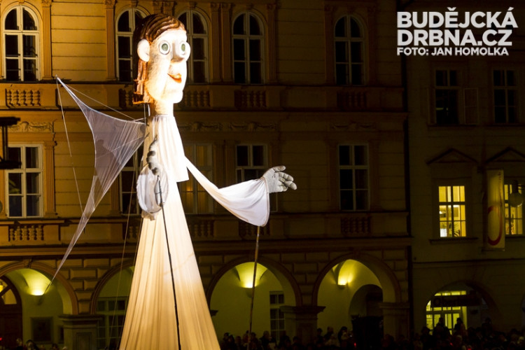 Přílet anděla na českobudějovické náměstí Přemysla Otakara II.