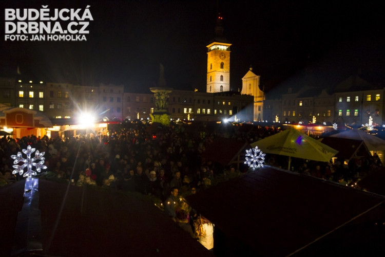 Přílet anděla na českobudějovické náměstí Přemysla Otakara II.