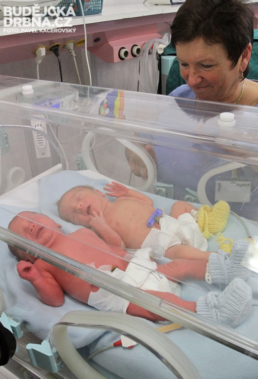 Deniel a Dominik (zprava) Fošumovi z Římova jsou prvními jihočeskými miminky roku 2014