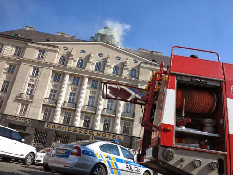 Požár hotelu Grandezza na Zelném trhu v Brně, foto: HZS JMK