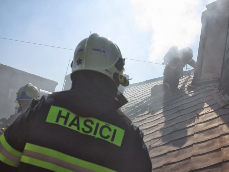 Požár hotelu Grandezza na Zelném trhu v Brně, foto: HZS JMK