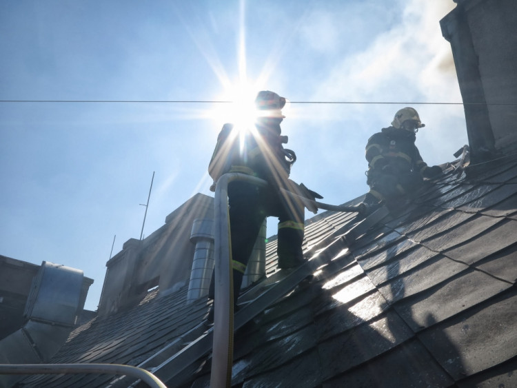 Požár hotelu Grandezza na Zelném trhu v Brně, foto: HZS JMK