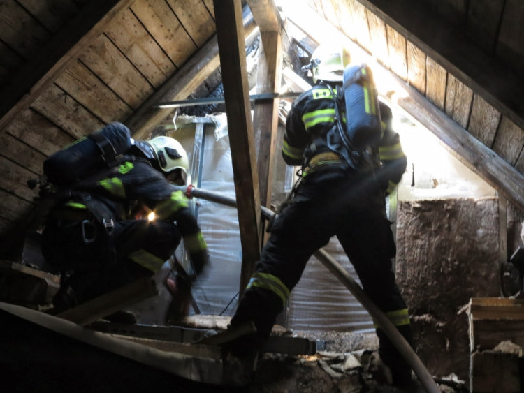 Požár hotelu Grandezza na Zelném trhu v Brně, foto: HZS JMK