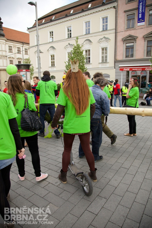 Brněnští studenti vztyčili na náměstí Svobody májku, foto: Brněnská Drbna, Miroslav Toman