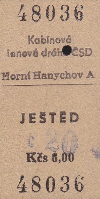 Stará jízdenka na Ještěd