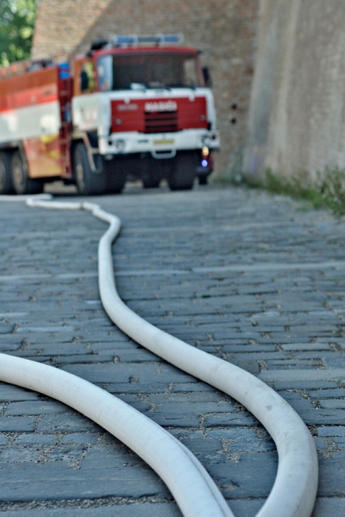 Hasiči nacvičovali likvidaci plamenů na Špilberku, foto: hasiči JMK