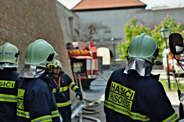 Hasiči nacvičovali likvidaci plamenů na Špilberku, foto: hasiči JMK