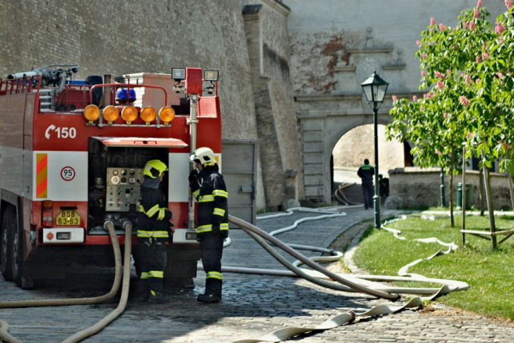 Hasiči nacvičovali likvidaci plamenů na Špilberku, foto: hasiči JMK