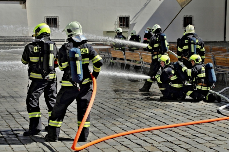 Hasiči nacvičovali likvidaci plamenů na Špilberku, foto: hasiči JMK