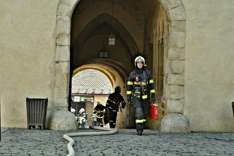 Hasiči nacvičovali likvidaci plamenů na Špilberku, foto: hasiči JMK