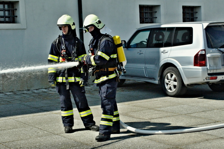 Hasiči nacvičovali likvidaci plamenů na Špilberku, foto: hasiči JMK