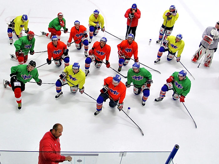 Hokejisté Motoru trénovali s Prospalem a Modrým