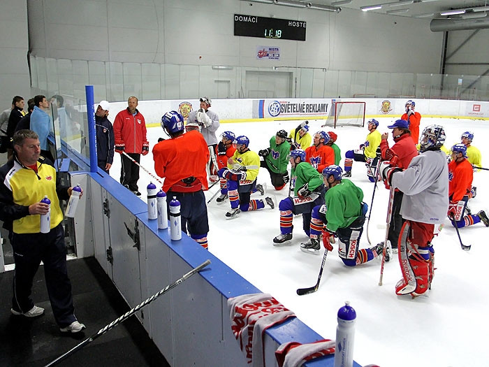 Hokejisté Motoru trénovali s Prospalem a Modrým