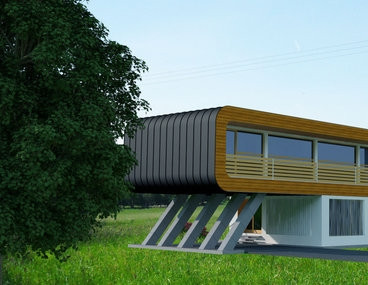 Martin Do, House - Wave. Stavba je řešena jako rodinný dům s jedním nadzemním podlažím. Největší důraz byl kladen na to, aby objekt co nejvíce zapadal do okolního prostředí a nijak ho nenarušoval. Vstup do objektu je umístěn ze severní strany a zajišťuje 