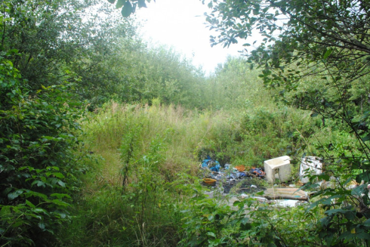 Takhle vypadá místo dnes. Tam, kde jsou odpadky, můžete narazit na jezírko, které bylo před vilou.