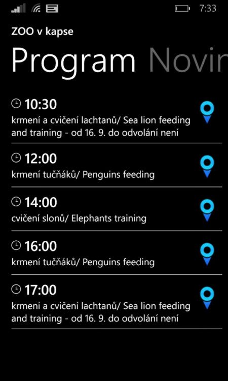 Mobilní aplikace pro ZOO