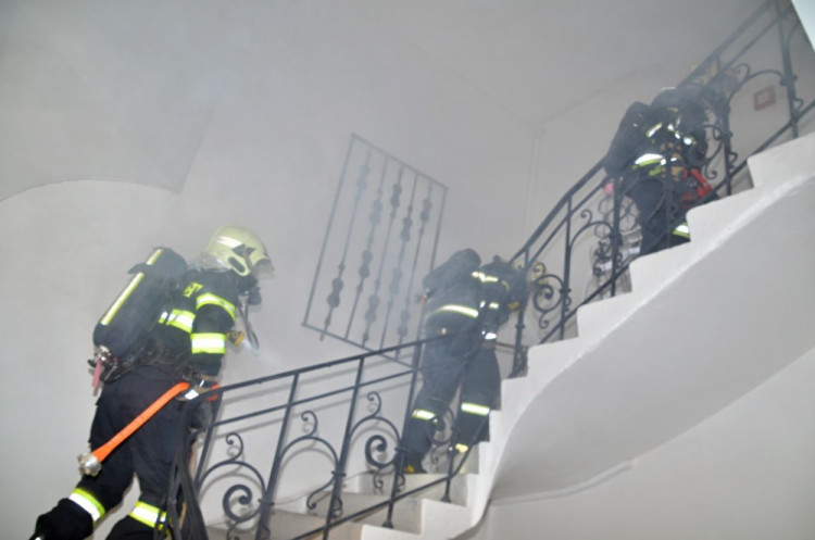 Hasičské cvičení v libereckém muzeu