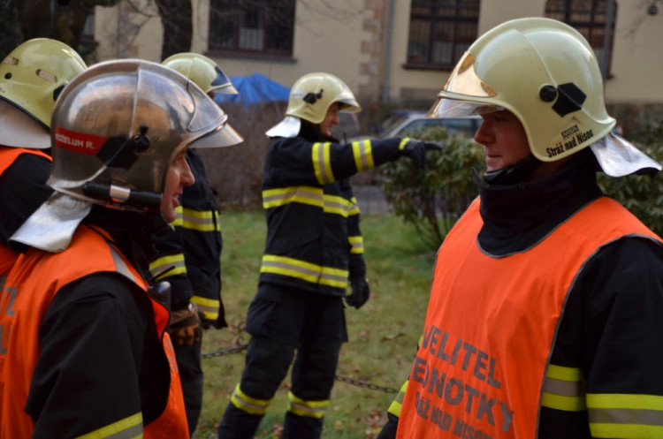 Hasičské cvičení v libereckém muzeu