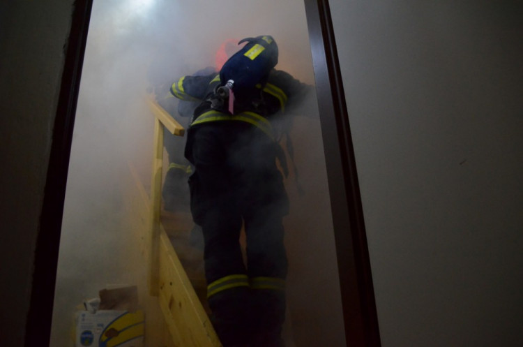 Hasičské cvičení v libereckém muzeu